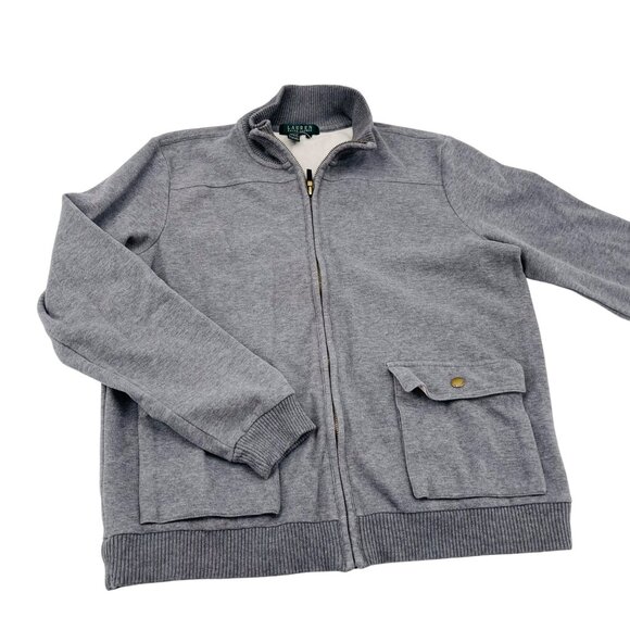 Ralph Lauren Gray Full-Zip Jacket Mens Size L Cotton/Polyester Blend - Picture 1 of 4